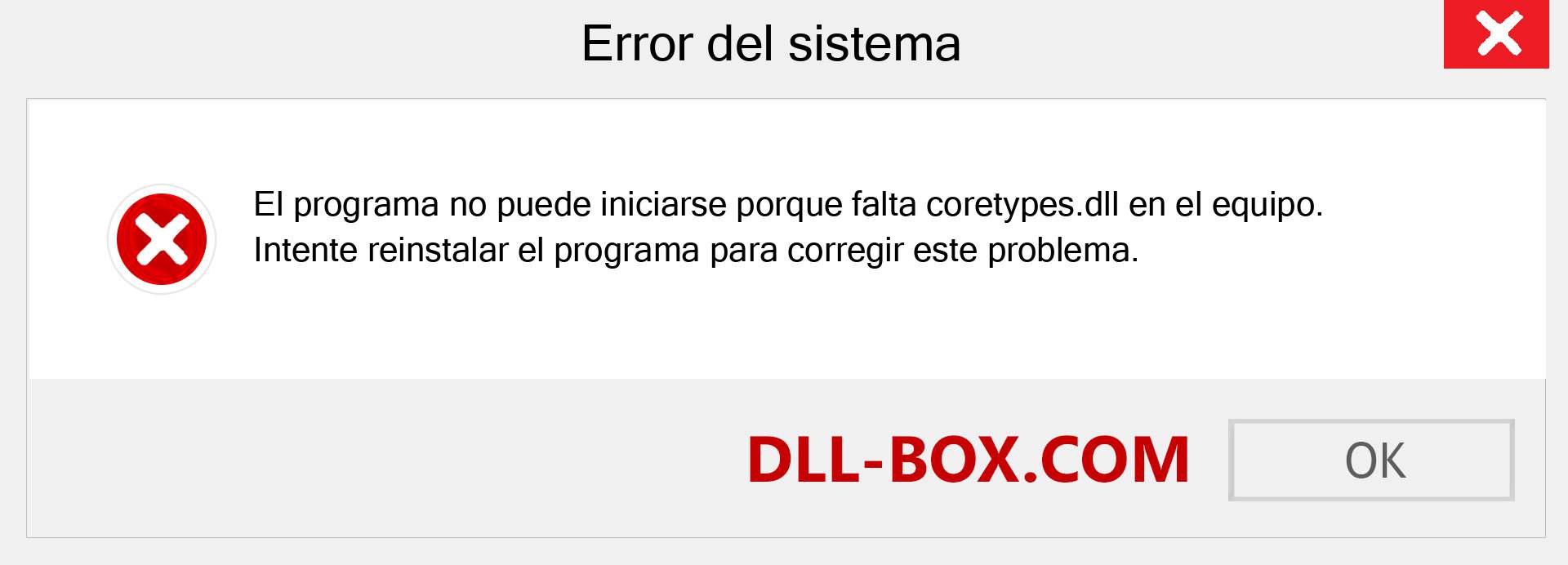 ¿Falta el archivo coretypes.dll ?. Descargar para Windows 7, 8, 10 - Corregir coretypes dll Missing Error en Windows, fotos, imágenes